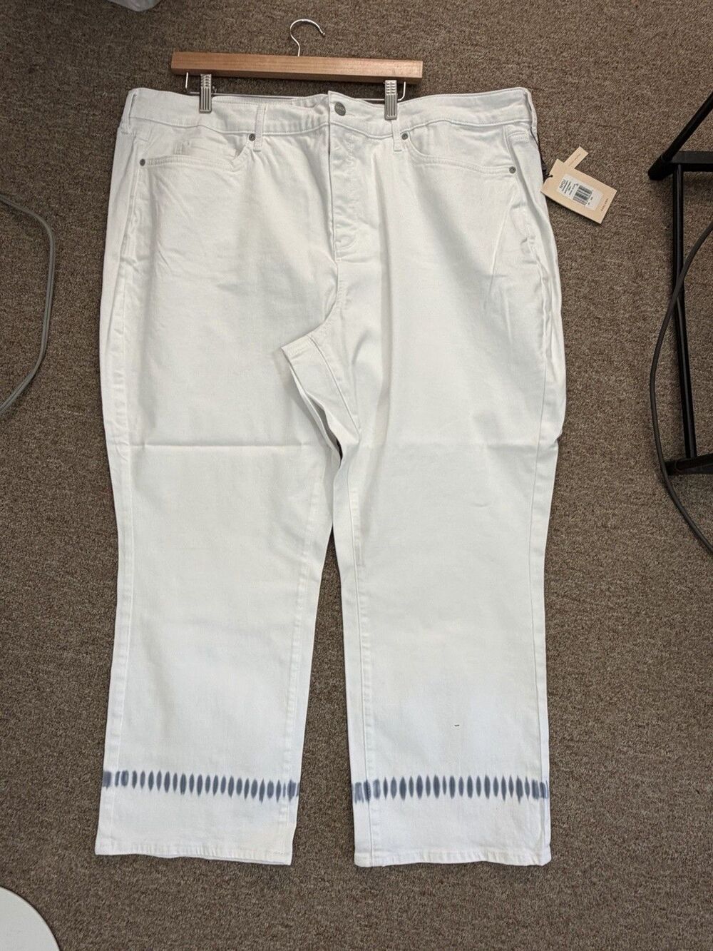 NYDJ Marilyn Straight Ankle Jeans 26W White Wave Tie Dye Lift Tuck - Picture 9 of 9